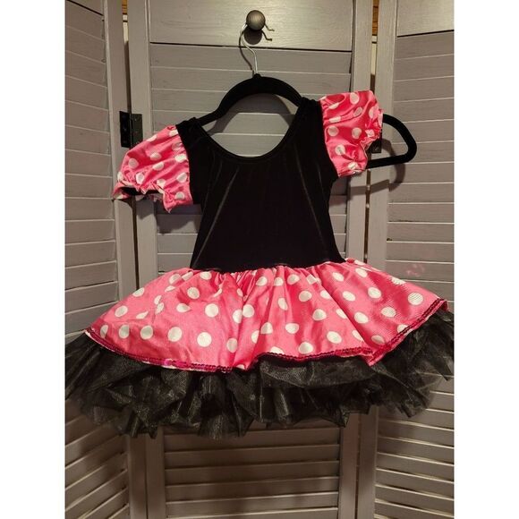 Costume Gallery Girls Black Velvet with Pink and White Polka Dot- Size S - Picture 3 of 5